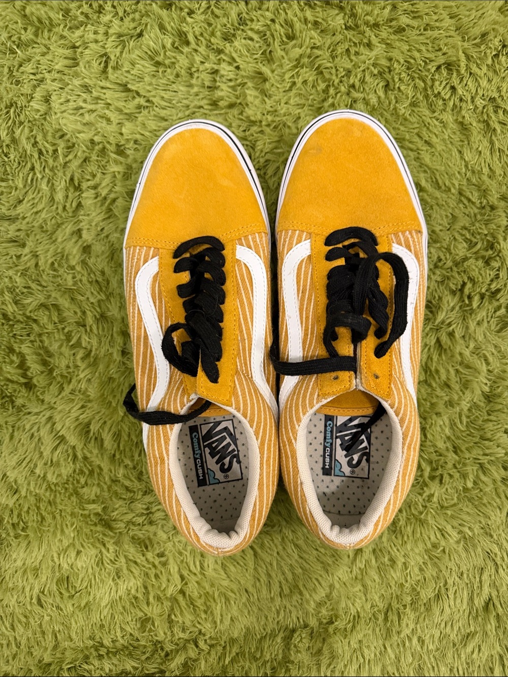 Vans Yellow and White Old Skool Sneakers with Black Laces